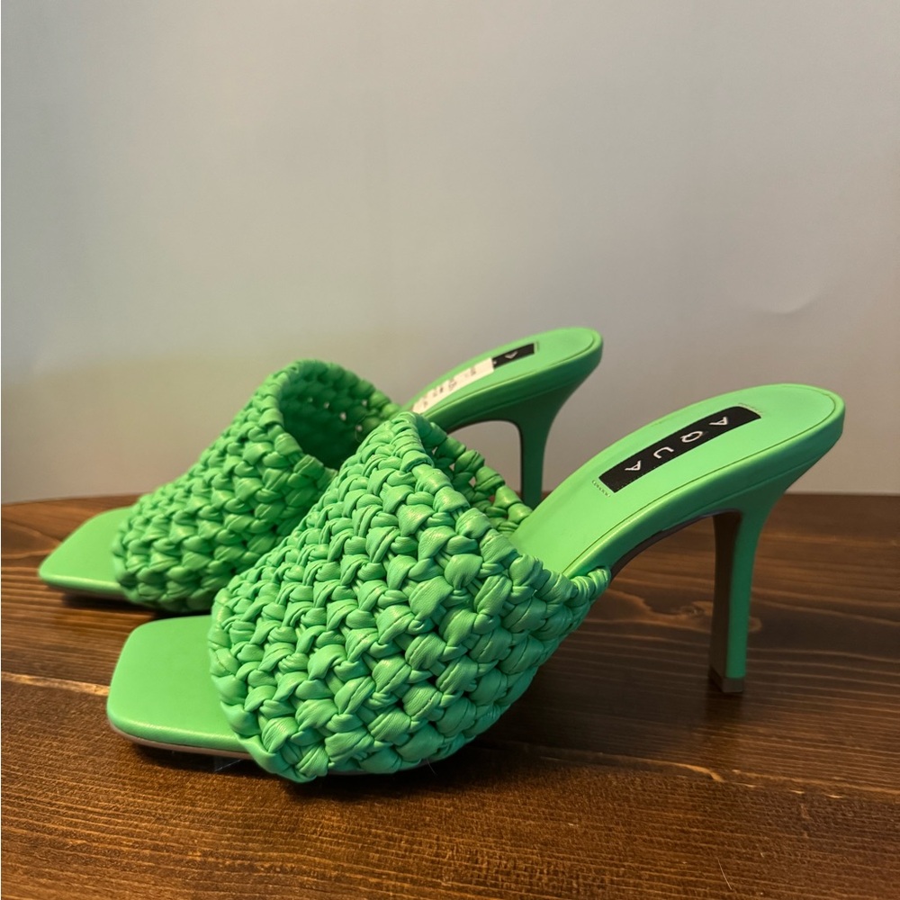 Aqua Katy Heels in Green